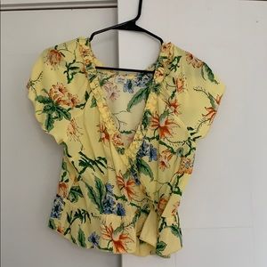 ARITZIA Wilfred yellow flower print blouse